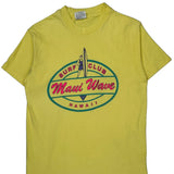 Single Stitch Hanes Graphic T-Shirt - Medium Yellow Cotton