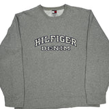 Tommy Hilfiger Denim Spellout Sweatshirt - XL Gray Cotton