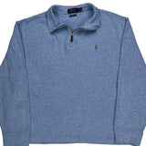 Polo By Ralph Lauren 1/4 Zip - Large Blue Cotton