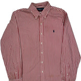 Ralph Lauren Striped Shirt - Large Red Cotton