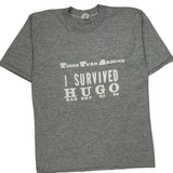 Hurricane Hugo Fast Ball Single Stitch T-Shirt - Large Gray Cotton