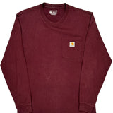 Carhartt Long Sleeve T-Shirt - Small Burgundy Cotton