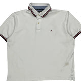 Tommy Hilfiger Polo Shirt - Large White Cotton