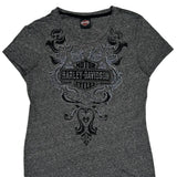 Woodstock Harley Davidson Studded T-Shirt - Medium Gray Cotton