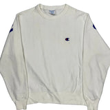 Reverse Weave Champion Spellout Sweatshirt - Medium White Cotton
