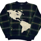 Map Of The Americas Nautica Checked Sweater - Large White Cotton