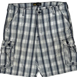 Lee Checked Cargo Shorts - 38W 11L Blue Cotton