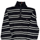 Tommy Hilfiger Striped 1/4 Zip - XS Grey Cotton