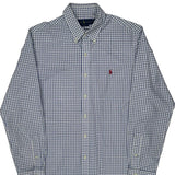 Checked Ralph Lauren Slim Fit Shirt - Large Blue Cotton