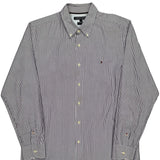 New York Fit Tommy Hilfiger Striped Shirt - Large Black & White Cotton