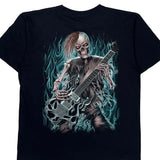 Skeleton Playing Guitar Rock Eagle Single Stitch T-Shirt - XL Black Cotton