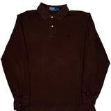 Polo By Ralph Lauren Long Sleeve Polo Shirt - Large Brown Cotton