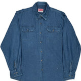 Wrangler Denim Shirt - Large Blue Cotton