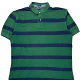 Tommy Hilfiger Striped Polo Shirt - 2XL Green Cotton