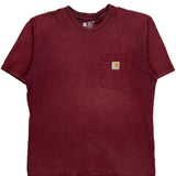 Carhartt T-Shirt - Large Burgundy Cotton