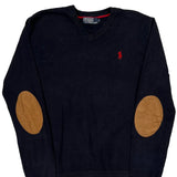 Polo By Ralph Lauren V-Neck Sweater - XL Navy Cotton