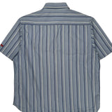 Dickies Striped Short Sleeve Shirt - Large Blue Cotton
