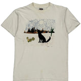 Desert Scene With Coyote Tultex Graphic T-Shirt - Medium Cream Cotton