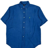 Blake Ralph Lauren Short Sleeve Shirt - Medium Blue Linen
