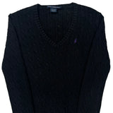 Ralph Lauren Sport Cable Knit Sweater - Large Black Cotton