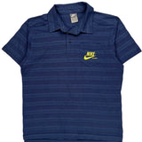 Nike Striped Polo Shirt - Large Blue Cotton