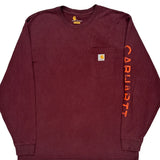 Carhartt Long Sleeve T-Shirt - Large Burgundy Cotton