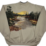 Nature Scene Unbranded Henley Graphic Sweatshirt - Large Beige Cotton