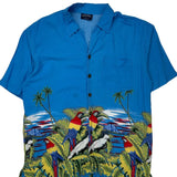 Pacific & Co Graphic Hawaiian Shirt - Large Blue Cotton