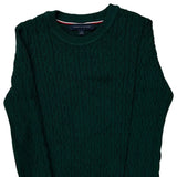Tommy Hilfiger Cable Knit Jumper - Small Green Cotton
