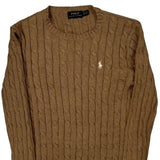 Polo By Ralph Lauren Cable Knit Sweater - Small Brown Cotton