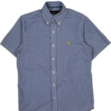 Ralph Lauren Striped Short Sleeve Shirt - Small Blue Cotton