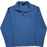 Polo By Ralph Lauren 1/4 Zip - Large Blue Cotton