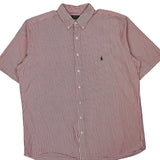 Tall Polo By Ralph Lauren Striped Short Sleeve Shirt - XL Red Cotton