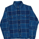 Cropped Polo By Ralph Lauren Checked Flannel Shirt - Small Blue Cotton