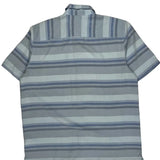 Quiksilver Striped Short Sleeve Shirt - Large Blue Cotton