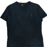 Polo By Ralph Lauren V-Neck T-Shirt - Large Black Cotton