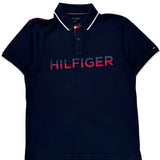 Tommy Hilfiger Spellout Polo Shirt - Large Navy Cotton