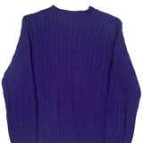 Polo By Ralph Lauren Cable Knit Sweater - Large Purple Cotton