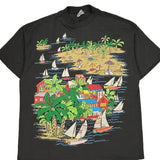 Beach Scene Hanes Single Stitch T-Shirt - XL Multicoloured Cotton Blend