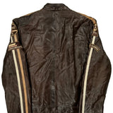 Motorcycle Superior Graphic Leather Jacket - XL Brown Leather