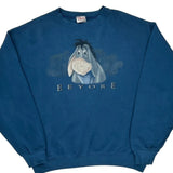 Eeyore Disney Cartoon Sweatshirt - Large Blue Cotton Blend