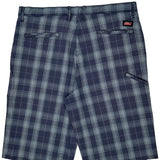 Dickies Checked Shorts - 36W 11L Blue Cotton