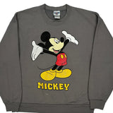 Mickey Mouse Jerzees Cartoon Sweatshirt - XL Grey Cotton Blend