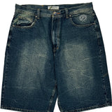 Phat Pharm Denim Shorts - 36W 11L Dark Wash Cotton