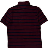 Tommy Hilfiger Striped Polo Shirt - Medium Burgundy Cotton