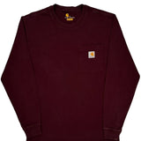 Carhartt Long Sleeve T-Shirt - Small Burgundy Cotton