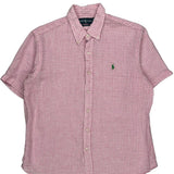 Ralph Lauren Checked Short Sleeve Shirt - Large Pink Cotton