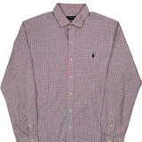 Slim Fit Polo By Ralph Lauren Checked Shirt - Large Red Cotton