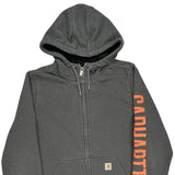 Carhartt Spellout Hoodie - Large Gray Cotton Blend