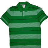 Lacoste Striped Polo Shirt - Large Green Cotton